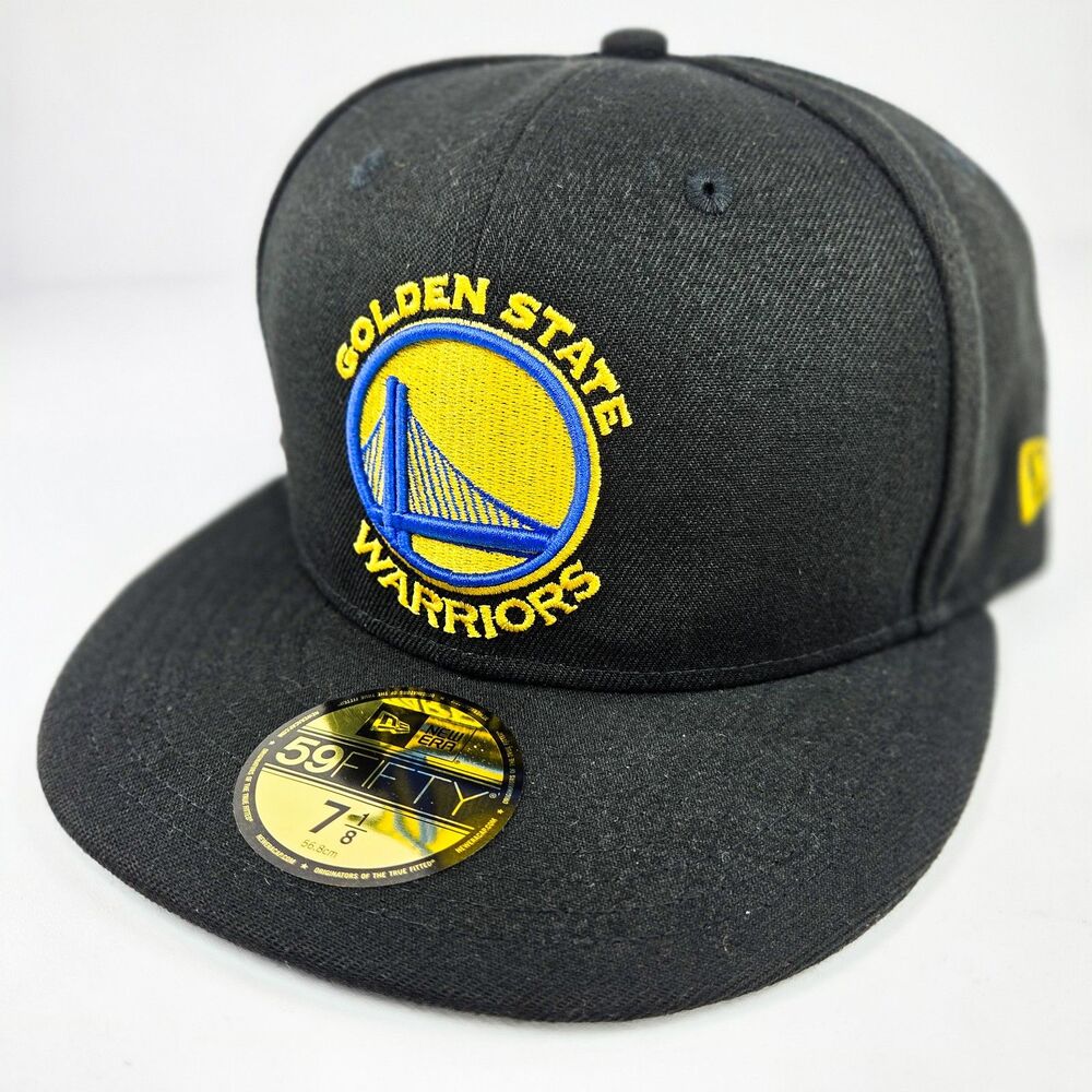 New Era Golden State Warriors 59FIFTY Fitted Hat Black Size 7 1/8 NWT